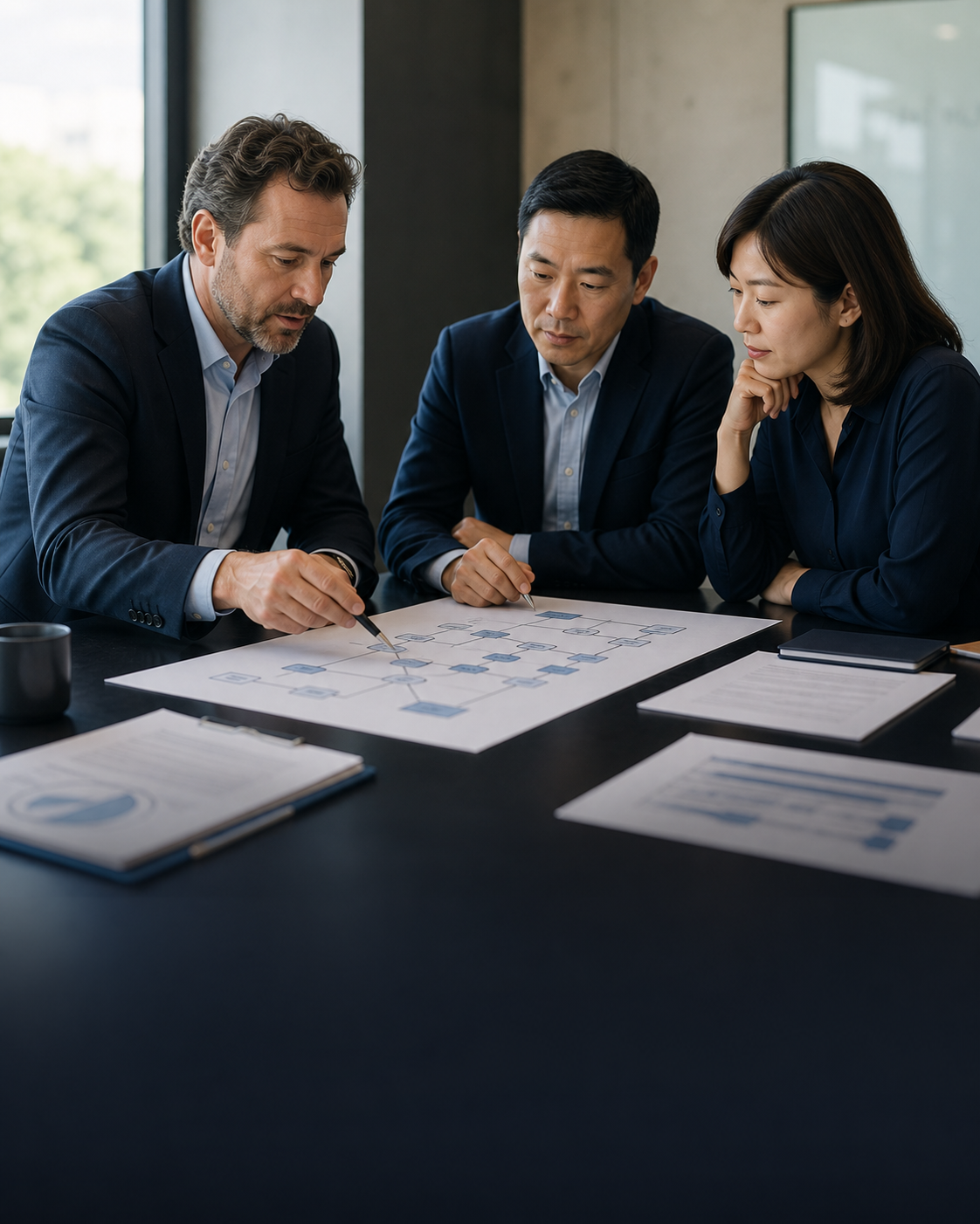 顧問與企業團隊進行 ISO 9001 導入規劃會議
